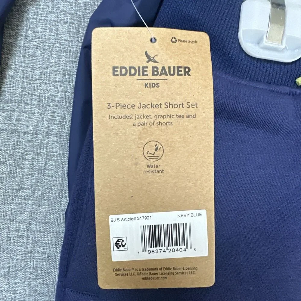 Eddie Bauer Kids 3 PC Jacket, Short , Graphic Tee Set Size 6 Water Resistant
